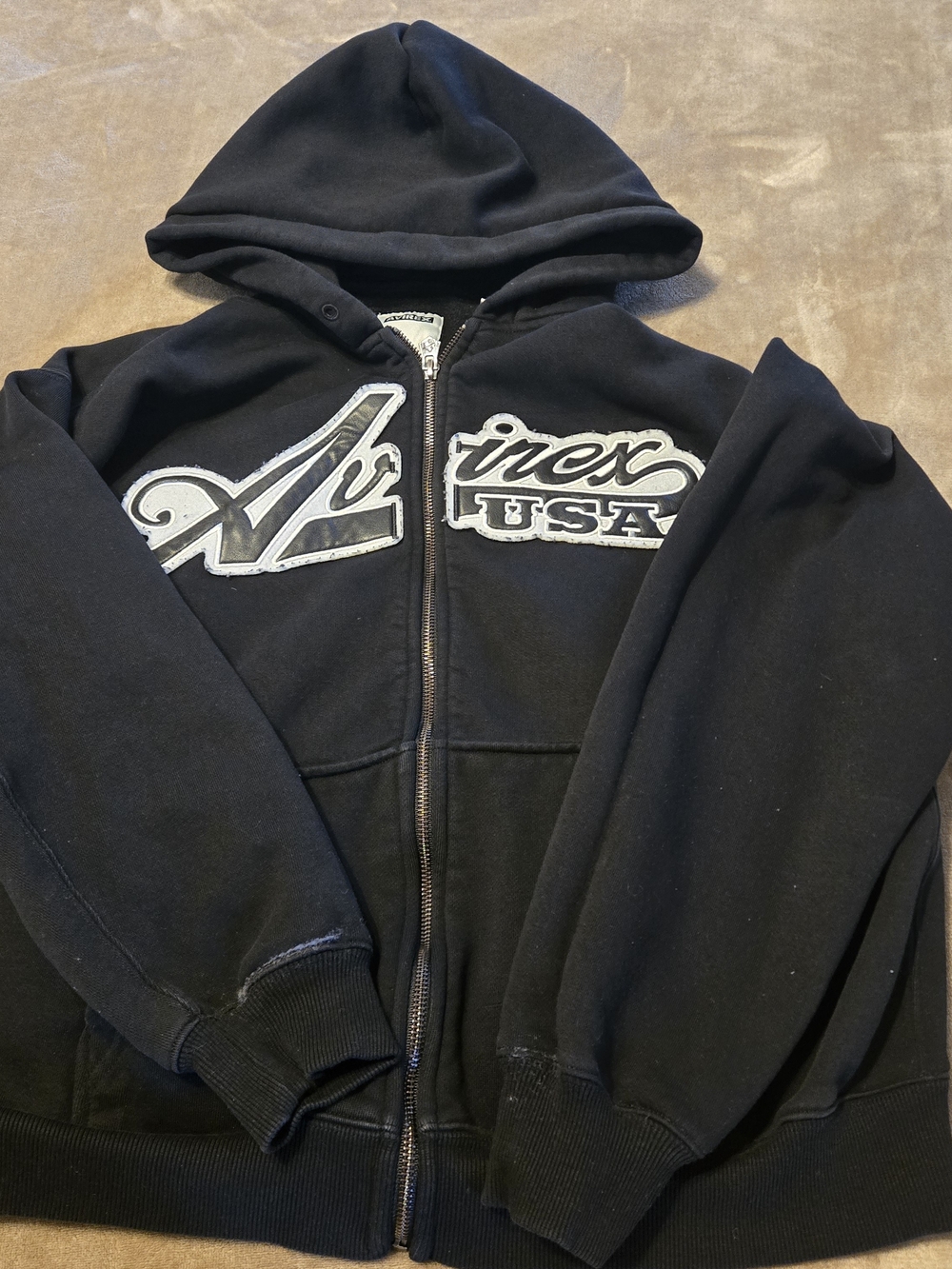 Avirex Black Zip-Up Hoodie Medium